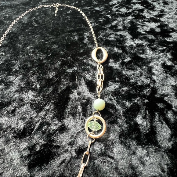 ✨ Closet Refresh - Silver Tone Long Aqua Beaded Statement Necklace - Picture 3 of 6